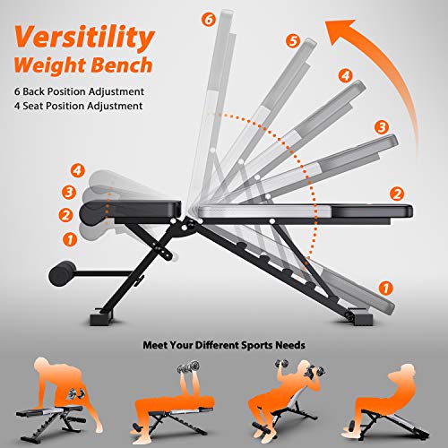 WINNOW Foldable Adjustable Weight Bench - Full Body Workout