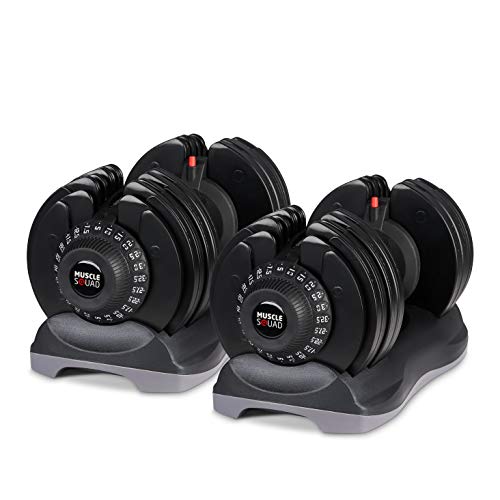 MuscleSquad Adjustable Dumbbells - 5kg to 32.5kg