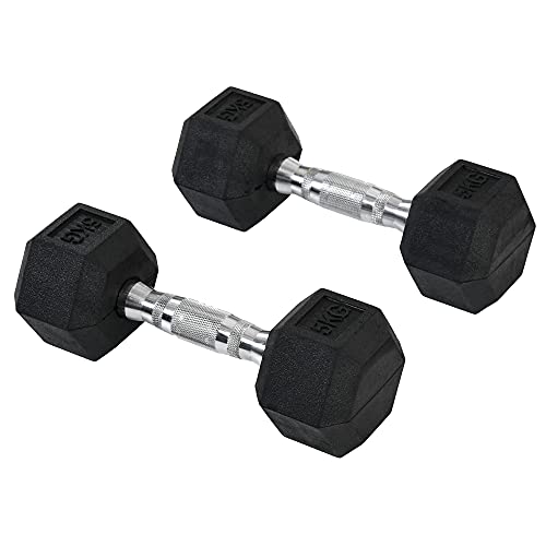 HOMCOM Hex Dumbbell Set for Home Fitness - 2 x 5kg