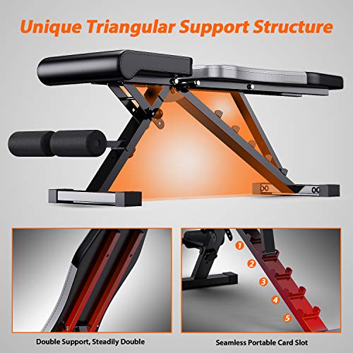 WINNOW Foldable Adjustable Weight Bench - Full Body Workout