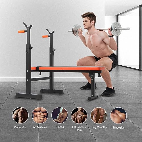 Adjustable Weight Bench with Dip Station for Home Gym