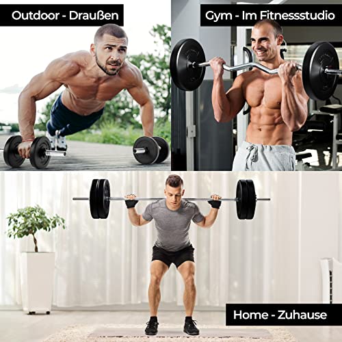 Physionics® Barbell Set - Steel, Dumbbells, EZ Curl Bar