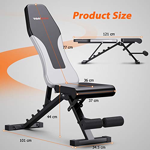 WINNOW Foldable Adjustable Weight Bench - Full Body Workout