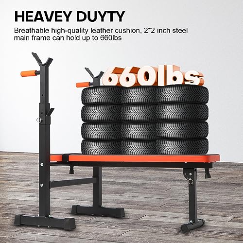 Adjustable Weight Bench with Dip Station for Home Gym
