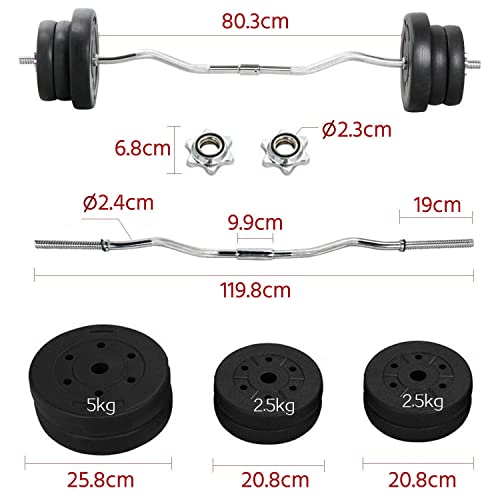 Adjustable 25KG Home Gym Barbell Set