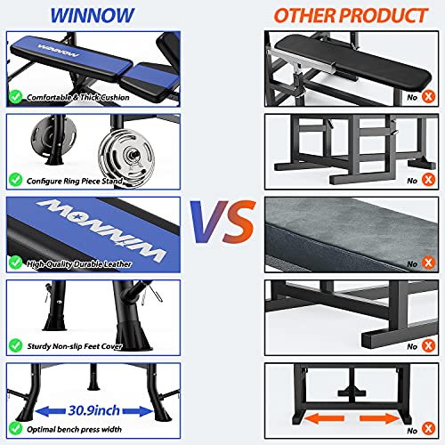 WINNOW Adjustable Weight Bench - Leg Extension, Preacher Curl