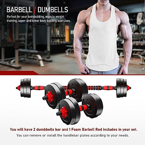 20KG Adjustable Dumbbell and Barbell Set - Home Fitness Equipment