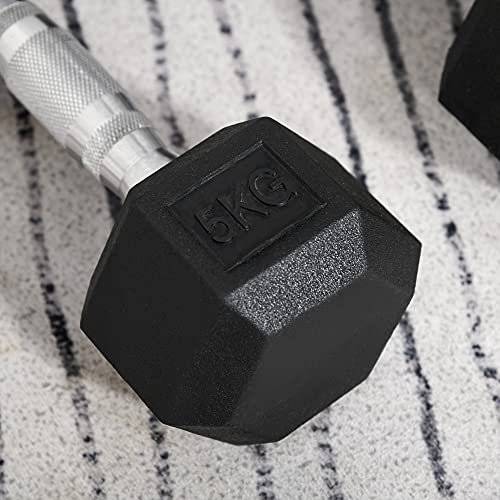 HOMCOM Hex Dumbbell Set for Home Fitness - 2 x 5kg