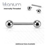 Titanium Straight Barbell with Internally Threaded Balls