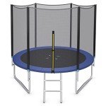 COSTWAY Outdoor Trampoline with Safety Net and Ladder