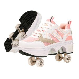 Roller Skate Shoes with Retractable Wheels - Pink