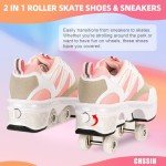Roller Skate Shoes with Retractable Wheels - Pink