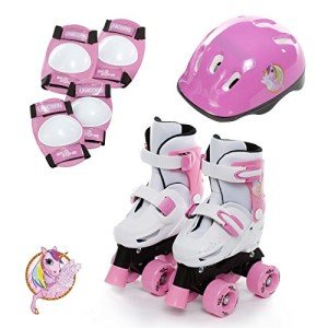 Unicorn Quad Skates Set for Kids, Adjustable Size