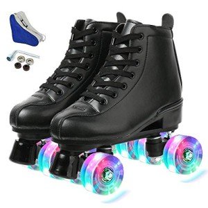 KALINU Women's High-Top Roller Skates - Black