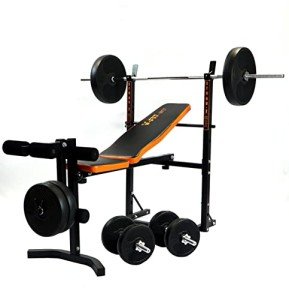 V-fit Folding Weight Bench with 50kg Set