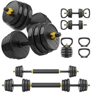 Adjustable Dumbbells Set - 66lbs Home Gym Equipment