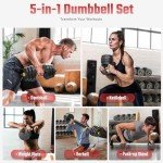 Adjustable Dumbbells Set - 66lbs Home Gym Equipment