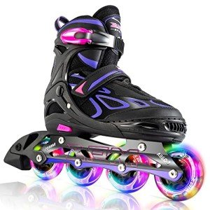 Adjustable Light-Up Inline Skates for Kids - Violet