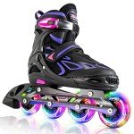 Adjustable Light-Up Inline Skates for Kids - Violet