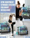 Yoga Mat Storage Rack with Baskets and Hooks