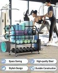 Yoga Mat Storage Rack with Baskets and Hooks