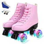 Simanli Women's Pink Roller Skates with Bag