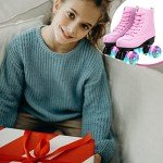 Simanli Women's Pink Roller Skates with Bag