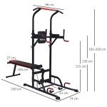 HOMCOM Power Tower with Sit-Up Bench & Push-Up Bars