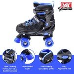 Adjustable Blue Quad Roller Skates for Kids