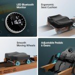 PASYOU Folding Water Rowing Machine with Bluetooth