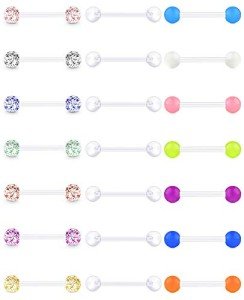 21pcs Acrylic Tongue Nipple Ring Bar Set