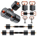 RUNWE 88 lb Adjustable Dumbbell & Barbell Set