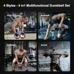 RUNWE 88 lb Adjustable Dumbbell & Barbell Set