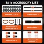 RUNWE 88 lb Adjustable Dumbbell & Barbell Set