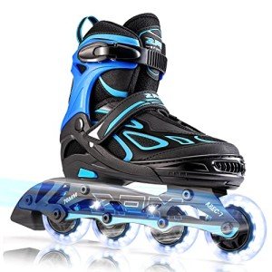 Blue Adjustable Light-Up Inline Skates for Kids