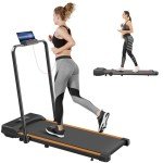 Foldable Treadmill with Adjustable Speed, Orange