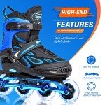 Blue Adjustable Light-Up Inline Skates for Kids