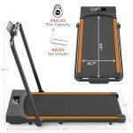 Foldable Treadmill with Adjustable Speed, Orange