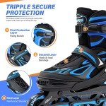 Blue Adjustable Light-Up Inline Skates for Kids