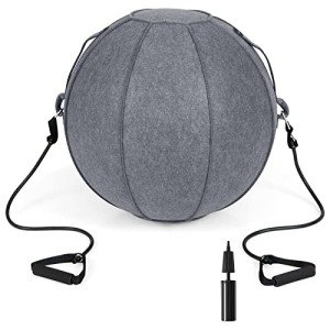 GYMAX 65cm Yoga Ball with Resistance Bands & Pump