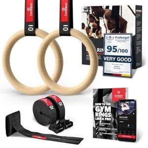 Wooden Gymnastic Rings Set with Door Anchor