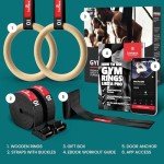 Wooden Gymnastic Rings Set with Door Anchor