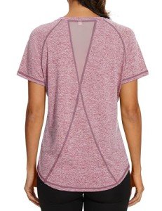 Pink Short Sleeve Gym Top for Women