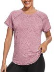Pink Short Sleeve Gym Top for Women