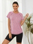 Pink Short Sleeve Gym Top for Women