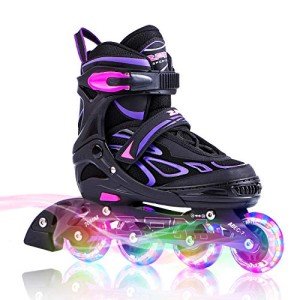 Kids Adjustable Inline Skates - Purple - Large