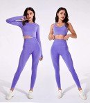 3-Piece Seamless Gym Set for Women - Purple