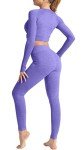 3-Piece Seamless Gym Set for Women - Purple