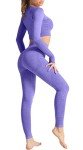3-Piece Seamless Gym Set for Women - Purple