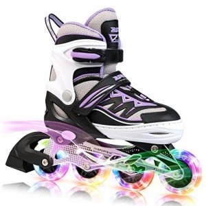 Light-Up Adjustable Inline Skates for Kids - Purple
